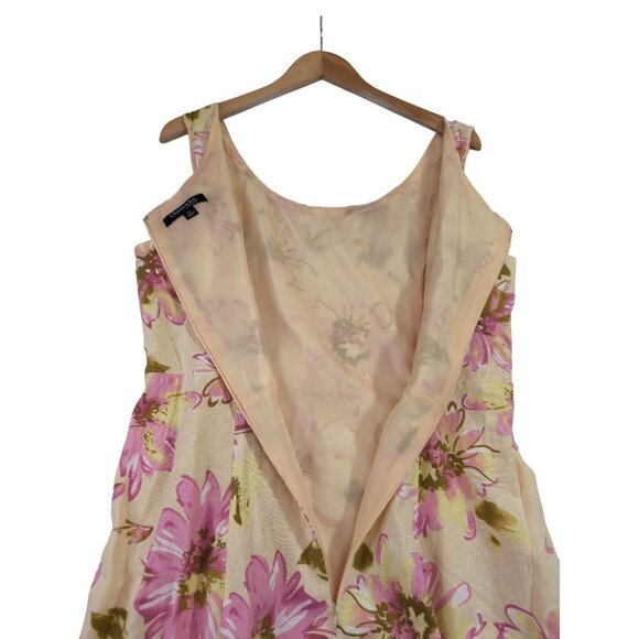 Chadwicks of Boston A-Line Dress Womens 12 Yellow Floral Linen Blend Sleeveless - Picture 3 of 8